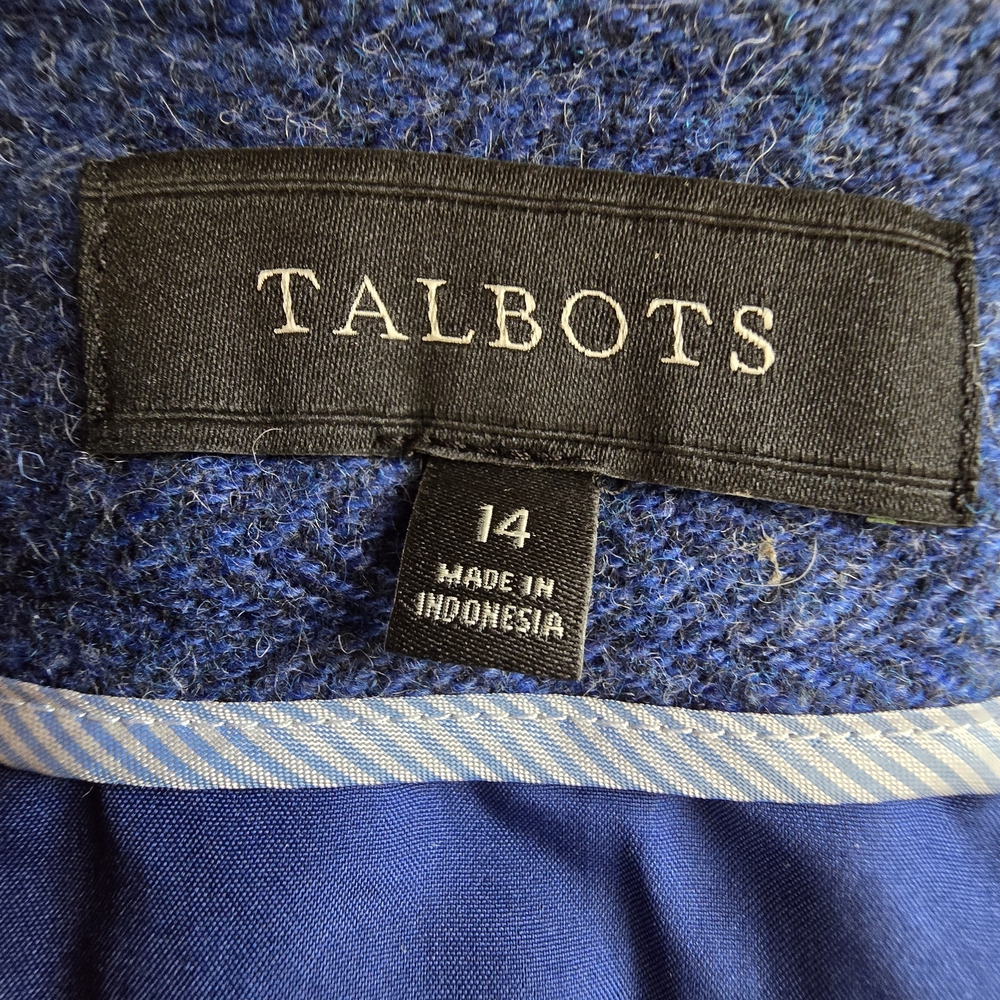 Talbots Royal Blue Wool Blend Herringbone Skirt Size 14 Office Attire - Picture 4 of 10